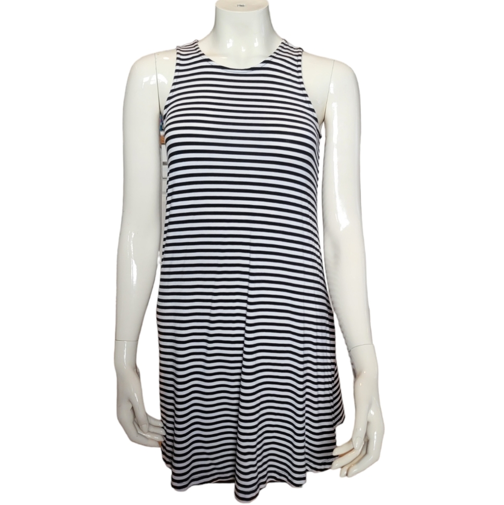size XS flowy black and white striped tank dress by Old Navy